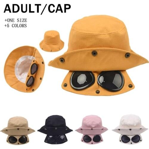 Aviator glasses fisherman hat bucket hat spring and autumn bucket hat with sunglasses hip-hop goggles men and women 2021