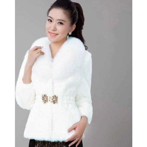 2019 Autumn and Winter Clothing Imitation Fur Fur Coat Women Fashion Coat Slim Was Thin Women Coat Jacket Faux Fox Fur Collar