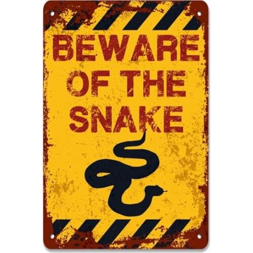 Beware of the Snake Metal Sign Vintage Retro Tin Sign Metal Sign Decor for Garage Home Bar Pub Store Shop Hotel Man Cave Club