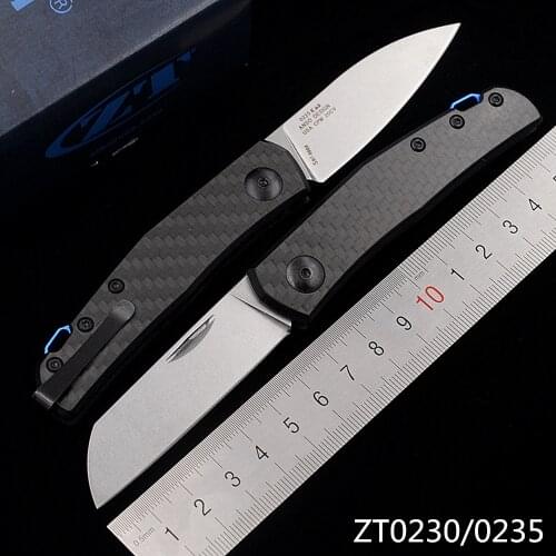 JUFULE Anso ZT 0230 0235 Slip-Joint Carbon Fibre Handle Mark 20CV Survival EDC Tool Camping Hunt Outdoor Kitchen Folding Knife