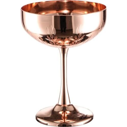 270ml 304 stainless steel Electroplating process engraving golden Metal Martini Cup Tall cocktail glass Champagne glasses
