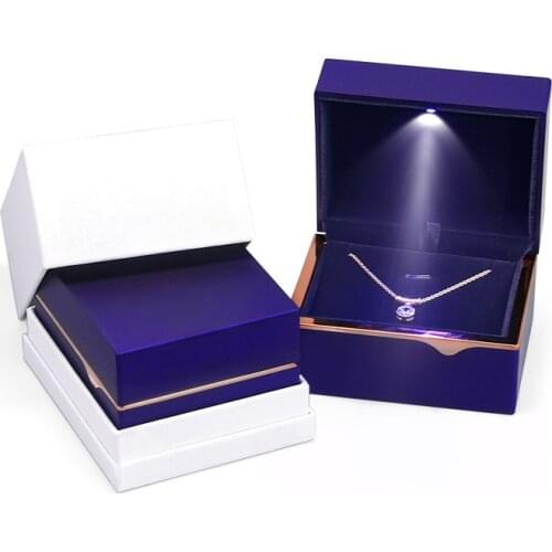 LED Light Jewelry Gift Box Square Earring Holder Ring Display Packaging Box
