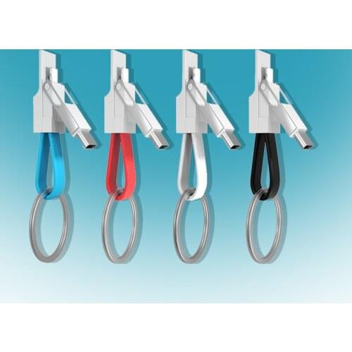 USB Keychain Charger Cable Mini Portable USB Type C Wire 3 In 1 Magnetic Charge Cord Line For iPhone Xiaomi Redmi Huawei Samsung