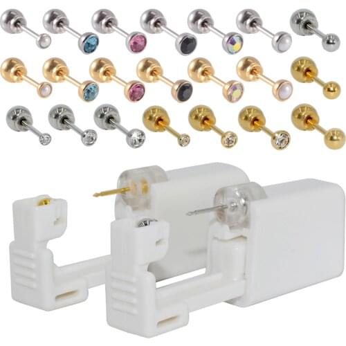 1pc No Pain Ear Piercing Device+Sterile Bezel with Safe Ball Buckle Set Sterlised Disposable Safety Cartilage Tragus Stud Gun