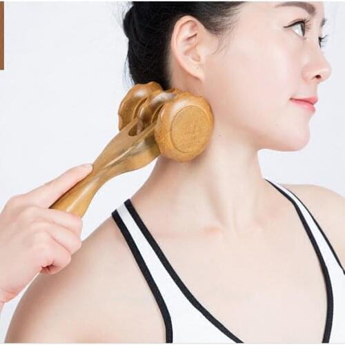 Vietnam high quality wood three rounds of the wheel back leg massage stick wood TuiBei push abdomen body massager