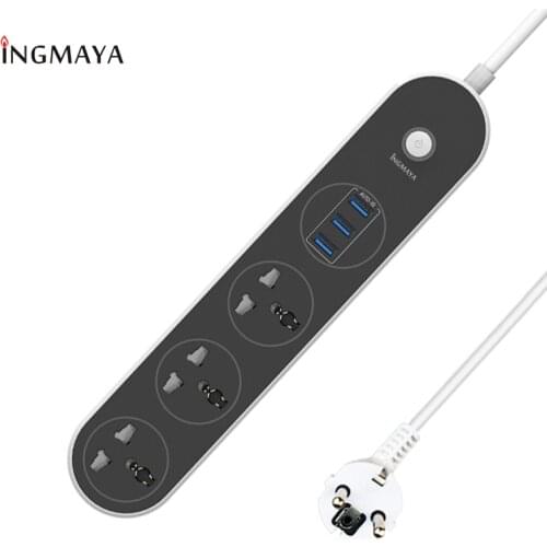 INGMAYA 3 Port USB Charger 3.1A With Power Strip 3 Outlet 2500Watt Surge Protect For iPhone iPad Samsung Huawei Mi LG AC Adapter