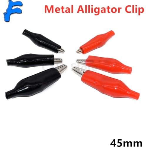 20pcs 45MM Metal Alligator Clip G98 Crocodile Electrical Clamp Testing Probe Meter Black Red with Plastic Boot Car Auto Battery