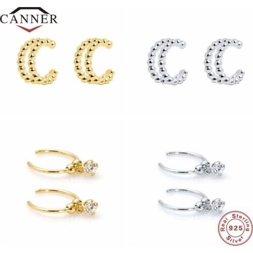 CANNER Real 925 Sterling Silver Ear Cuff for Women Fashion Clip on Earrings Gold Color no Piercing Jewelry pendientes Gift