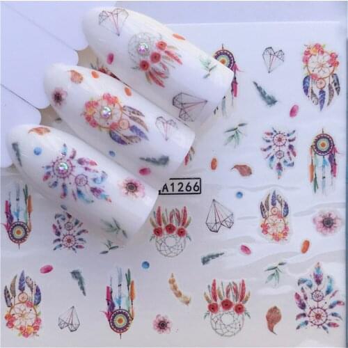 1pcs Colorful Feather Dream Catcher False Nail Tips Nature Finger Full Card Nail Art Display Acrylic UV Gel Polish Tool Manicure