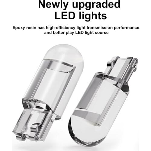 10pcs T10 License Plate Light W5W 194 Glass Housing COB LED Bulb Car Accessories Wedge Dome Light Red/Yellow/Green/White/Blue