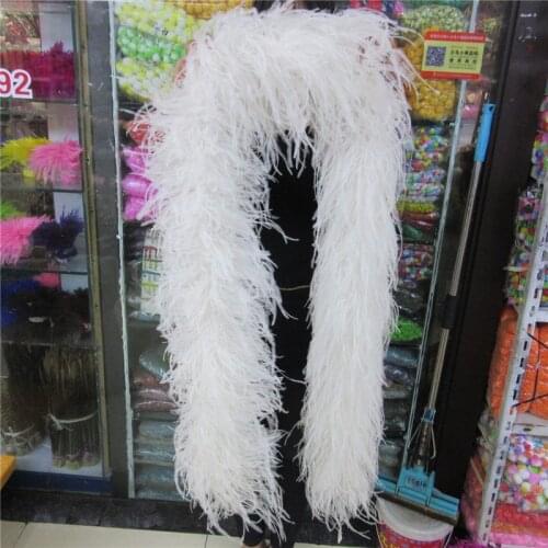 10 Layer 2 Meter/lot High Quality White Ostrich Feather Boa Home Wedding Decoration Party Carnival Plumas Plumes