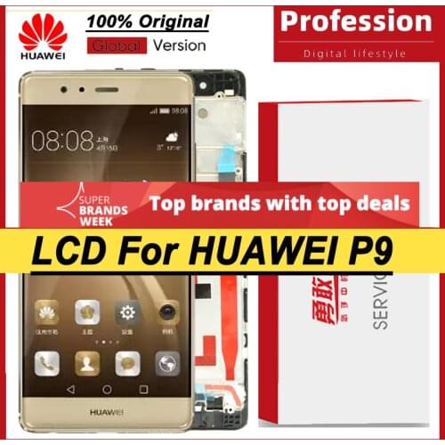 100% Original 5.2'' Display with Frame for Huawei P9 EVA-L09 EVA-L19 LCD Touch Screen Digitizer Assembly Repair Parts