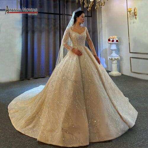 2021 Hot sale fashion wedding dress full lace bridal dress amanda novias real work 100% same
