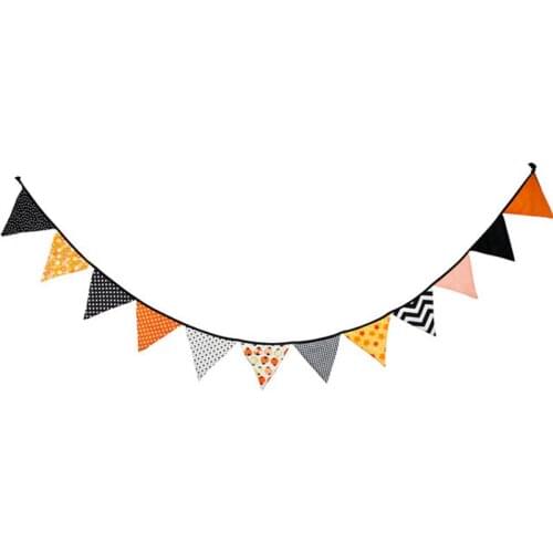 3.2m 12 Flags Cotton Fabric Bunting Flags Banner Halloween Birthday Party Decoration Accessories Flags Banner