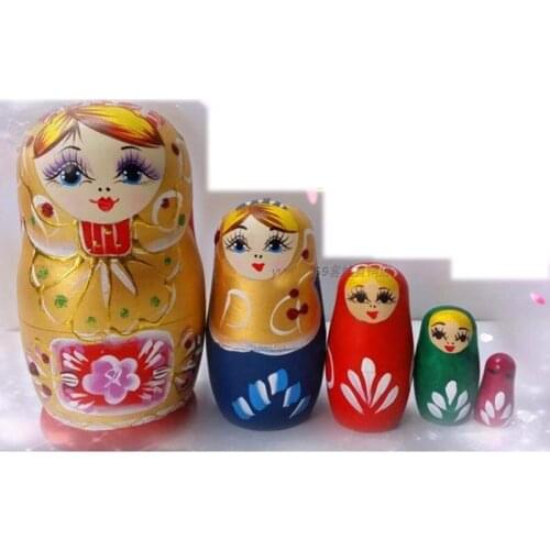 5 Layer Wooden Russian Nesting Dolls Professional Authentic Hand-Painted Dry Basswood No-formaldehyde Matryoshka Doll Toys L50