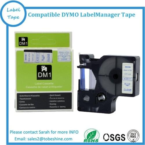 6mmX7m 6mm label blue on clear tape 43611 compatible d1 label tapes with dymo d1 label printer