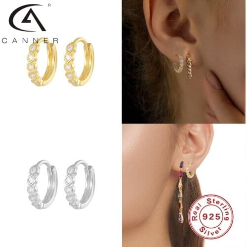 CANNER Fashion Jewelry Diamond Earrings For Women Pendientes Dangle Earrings Ear Bone Puncture Stud Earrings 925 Sterling Silver