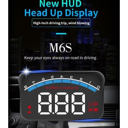M6S 3.5In Car HUD Display ODB II GPS Speedometer Tachometer Speed/Water Temperature/Voltage LED Head Up Display