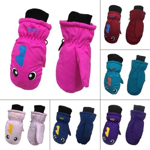2021 Children Kids Mittens Gloves Outdoor Winter Warm Waterproof Windproof Thicken Skiing Gloves Cartoon Boys Girls