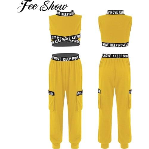 2Pcs Kids Girls Sport Suits Sleeveless Letters Printed Crop Tops and Leggings Set Tracksuit Suit for Gym Running Dancing Workout
