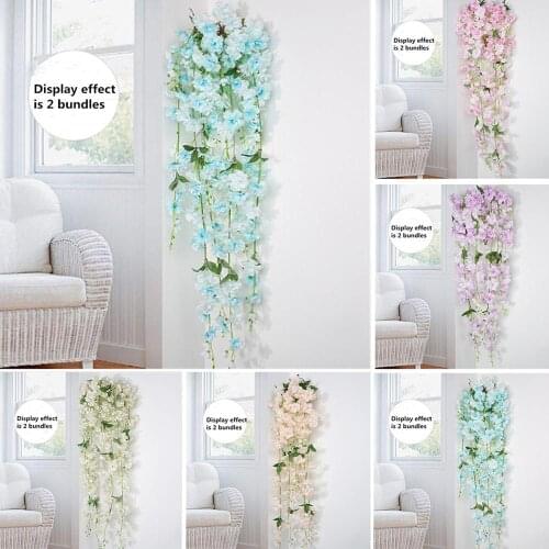 Home Garden Decoration Artificial Dried Flowers String Vine Flower Vine Garland Flower Wall Wedding Party Decorate Fake Flowers
