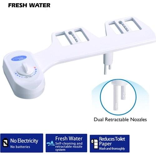Dual Retractable Nozzles Bathroom Toilet Seat Bidet Sprayer Ass Wash Clean Cold Water Non-Electric Toilet Sprayer Nozzle