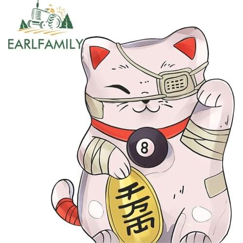 EARLFAMILY 13cm x 10.9cm for Maneki Neko Cat Car Truck Decal Bumper Window Fashion DIY Funny Car Stickers Vinyl Decoration
