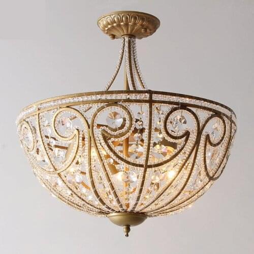 European-style country ceiling lamps Vintage iron living room lamp restaurant lighting rustic bedroom lamp crystal ceiling light