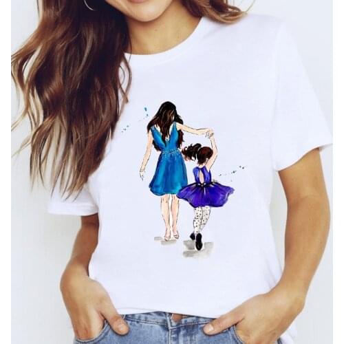 T-shirts Top for Women Cartoon Mama Girl Mom Love Kawaii Clothes Clothing Print Lady Graphic T Shirt Ladies Female Tee T-Shirt