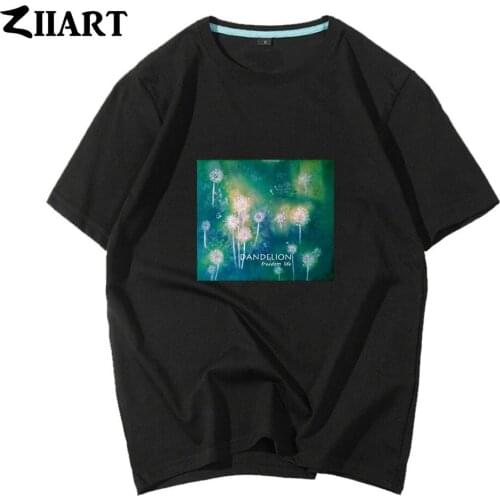 Dandelion Seeds Freedom life Taraxacum Green plant watercolor print Couple Clothes Boy Man Summer Short-Sleeve T-Shirts ZIIART