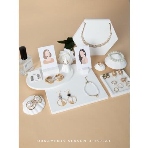 White Gypsum Pendant Earrings Rings Display Holder Jewelry Display Blocks Jewelry Display Plate Card