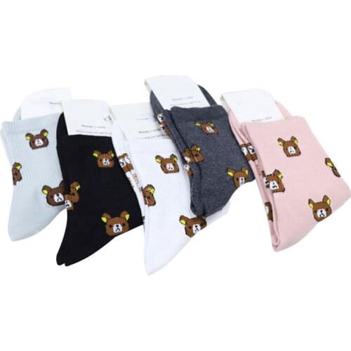 2020 Summer Spring Fashion 3d Animal Bear Socks Teenage Girl Cotton Short Tube Socks