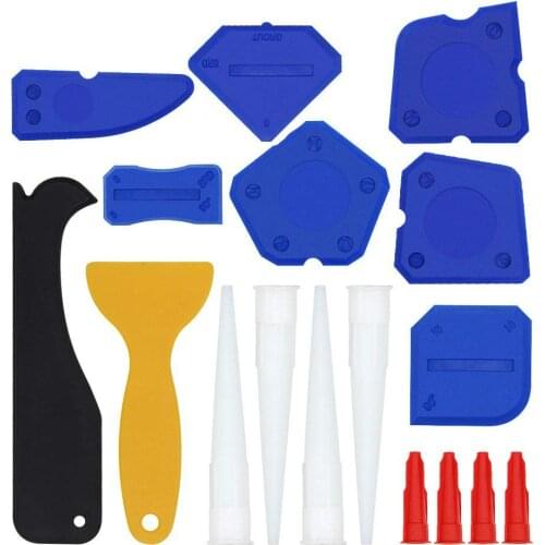 Free Shipping 17 Piece Caulking Tools Kit Grout Scraper, Caulk Remover, Caulk Nozzle, and Caulk Caps, Sealant Finishing Tool