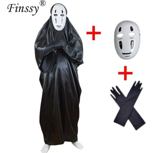 Halloween Carnival Spirited Away No-Face-Man Ogino-Chihiro Cosplay Costume Adult Black Large Cloak Childrens Pink Suit