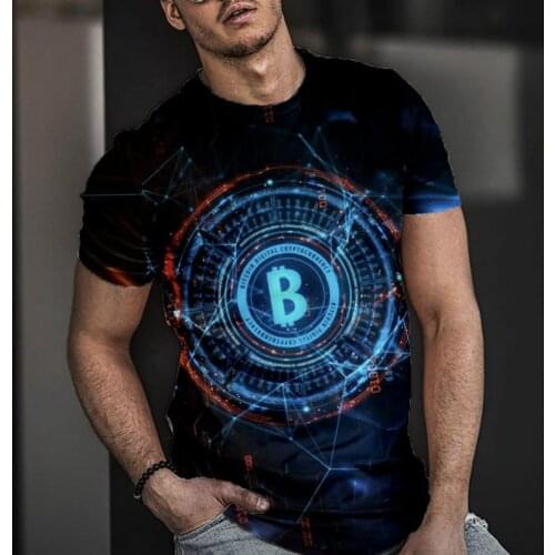 Summer 3D printing Bitcoin Men T-Shirt Fashion O-Neck Casual Short Sleeve Oversized T-Shirt New Selling Comfortable Hip Hop Top
