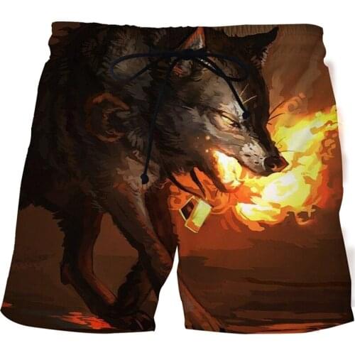 2021 Summer Beach Shorts Animal Coyote Mens and Womens 3D Mens Beach Shorts Casual Trousers Mens and Womens Fashion Casual