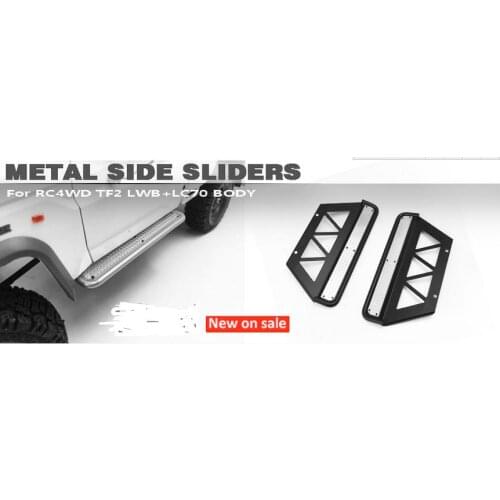 Metal Side Sliders Foot pedal Silver/Black ABR For killerbody 1/10 Scale Toyota Land Cruiser LC70 48601 Body RC RC8WD LWB TF2