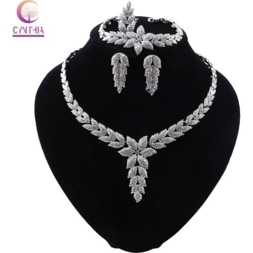 CYNTHIA Fashion Charm African Bridal Earrings Ring Jewelry Sets Classic Wedding Dubai Necklace Bracelet for Women Jewelry Set