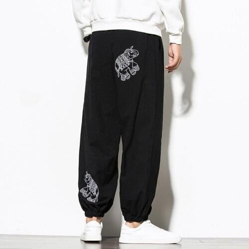 2020 Mens Pants Elastic Waist belt Retro Baggy Male Fashion Trousers Harem Pants Hip-hop Streetwear Plus Size M-5XL kung fu