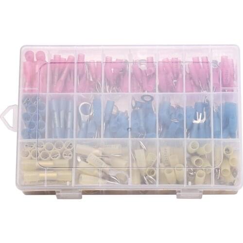 240PCS Heat Shrink Butt Connectors Kit Crimp Electrical Wire Connector Waterproof Ring Folk Spade Butt Splices for Electrical