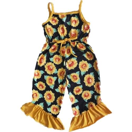 Newborn Infant Baby little Girls clothing children Sunflowers Jumpsuit Kids toddler boutique Summer capris Romper Clothes