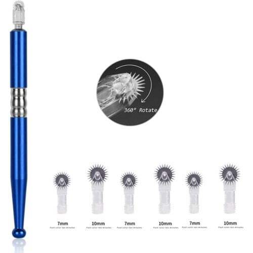 7/10mm Disposable Microblading Needle Semi Permanent Makeup Roller Easy Color Micro Blades for Fog Eyebrow manual tattoo pen