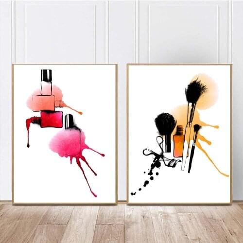 Fashion Poster Nail Polish Posters and Prints Makeup Tools Canvas Painting Colorful Wall Pop Art For Living Room Decor For Home