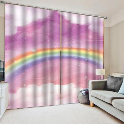 Custom Size Rainbow Door Windows Curtains Kitchen Living Room Bedroom Pink Thin/Thicken Decorative Drapes Dropship