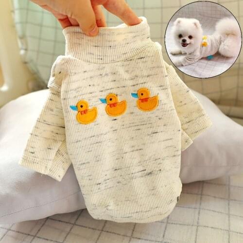 Cute Duck Print Dog Cat Shirt Summer Stripe Pet Clothes for Small Dogs Pets Clothing Puppy Vest Sweater Chihuahua Yorkies Shirts