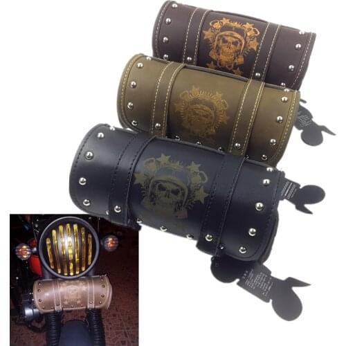 New Motorcycle Saddlebags PU Leather Front Fork Tail Tool Bag Luggage For Harley Chopper Bobber Cruiser Sportster XL 883 1200