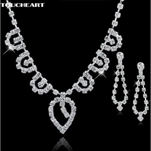 TOUCHEART Charm Silver color Jewelry Set For Women Classic Wedding Beads Jewelry Crystal Earings Necklaces Sets Gifts Set150073