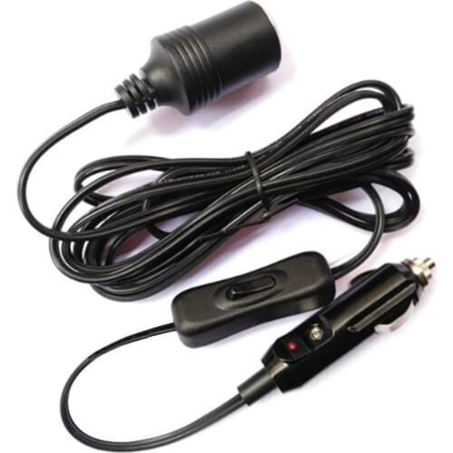 Car Cigarette Lighter Extension Line Cable Car Electrical Accessories With Switch Car Refrigerator Accessories 3M/9.84FT