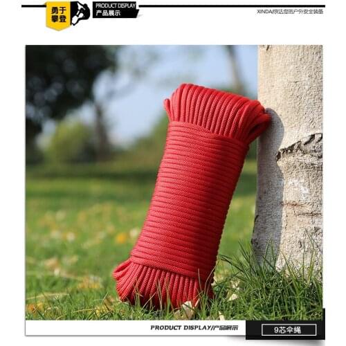 Military code 9 core rope ,climbing rope ,outdoor paraglider rope ,wilderness survival equipment woven rope, safety rope