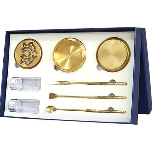 High Quality Set Copper Incense Burner Fine Censer Tool Box Gifts and Crafts Home Decorations Incense Holder Aroma Furnace